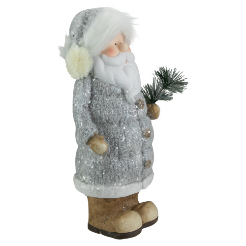 Ceramic Santa Holding Pine Sprig Christmas Figure - 18"