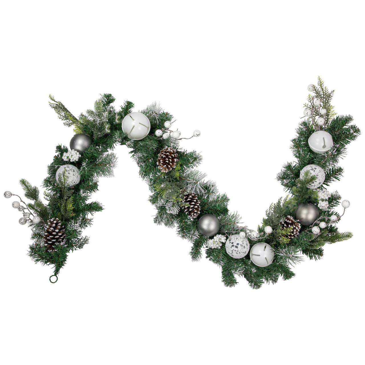 6' Green Pine Frosted Artificial Christmas Garland with Pinecones and Ornaments, Unlit