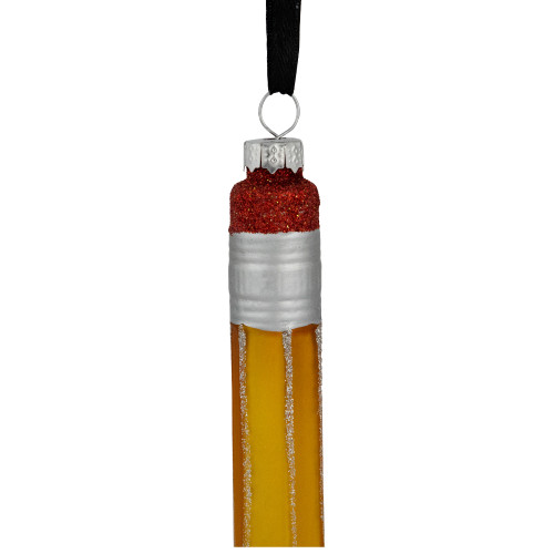 5.75" Glittered Pencil Glass Christmas Ornament