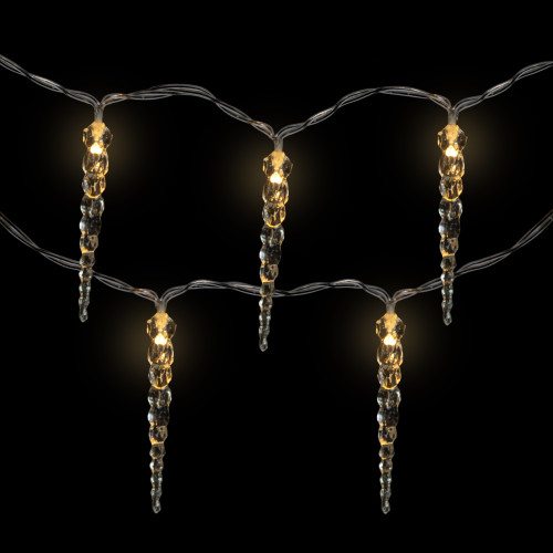 Icicle String Christmas Light Set - Warm White - 4.5' Clear Wire - 10ct