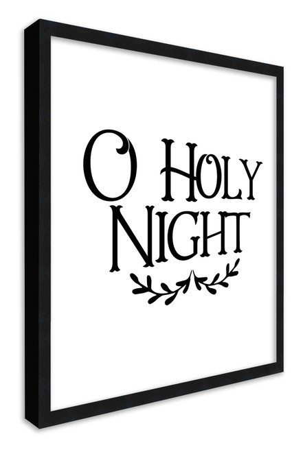 O Holy Night 15.5" x 15.5" Framed Christmas Wall Decor Art Print Sign Poster in a Black Wooden Frame with UV Acrylic and Hangers