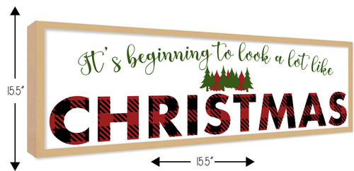 Big It's beginning to look A Lot Like Christmas 9.5" x 28.5" Framed Christmas Wall Decor  Sign Poster in a Natural Wooden Frame with UV Acrylic