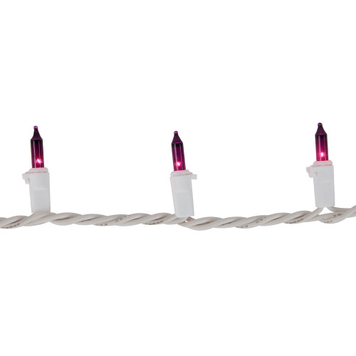 50-Count Purple Mini Christmas Light Set, 10ft White Wire