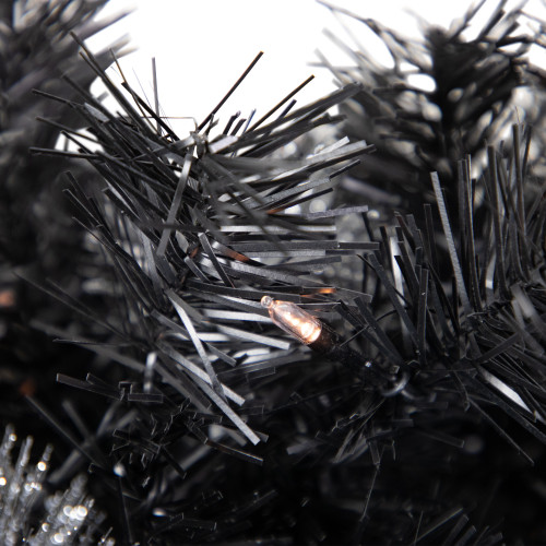 Pre-Lit LED B/O Iced Christmas Garland - 6' x 9" - Black - Warm White Lights