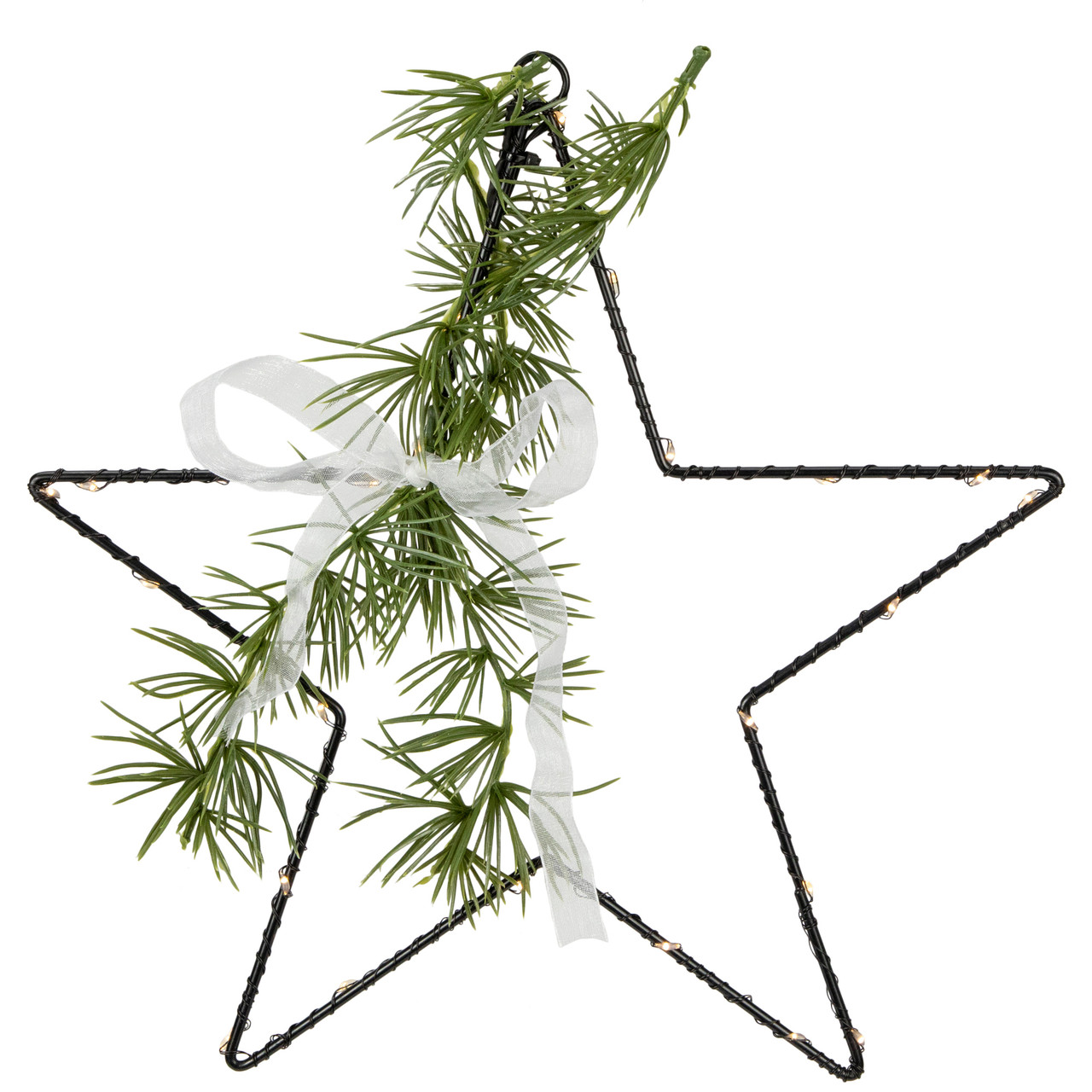 11" LED Lighted Star with Rosemary Sprig Christmas Decoration, Warm White Lights