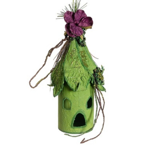 8.5" Green Whimsical Birdhouse Christmas Ornament