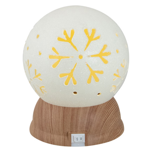 6.5" Lighted White and Brown Globe with Snowflakes