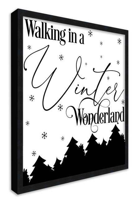 Walking in a Winter Wonderland 15.5" x 15.5" Framed Christmas Wall Decor Art Print Sign Poster in a Black Wooden Frame with UV Acrylic and Hangers