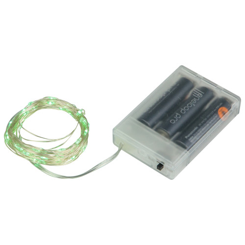50-Count Green LED Micro Fairy Christmas Lights - 16ft, Copper Wire