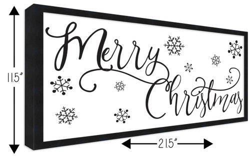 Merry Christmas 11.5" x 21.5" Framed Christmas Wall Decor Art Print Sign Poster in a Black Wooden Frame with UV Acrylic and Hangers