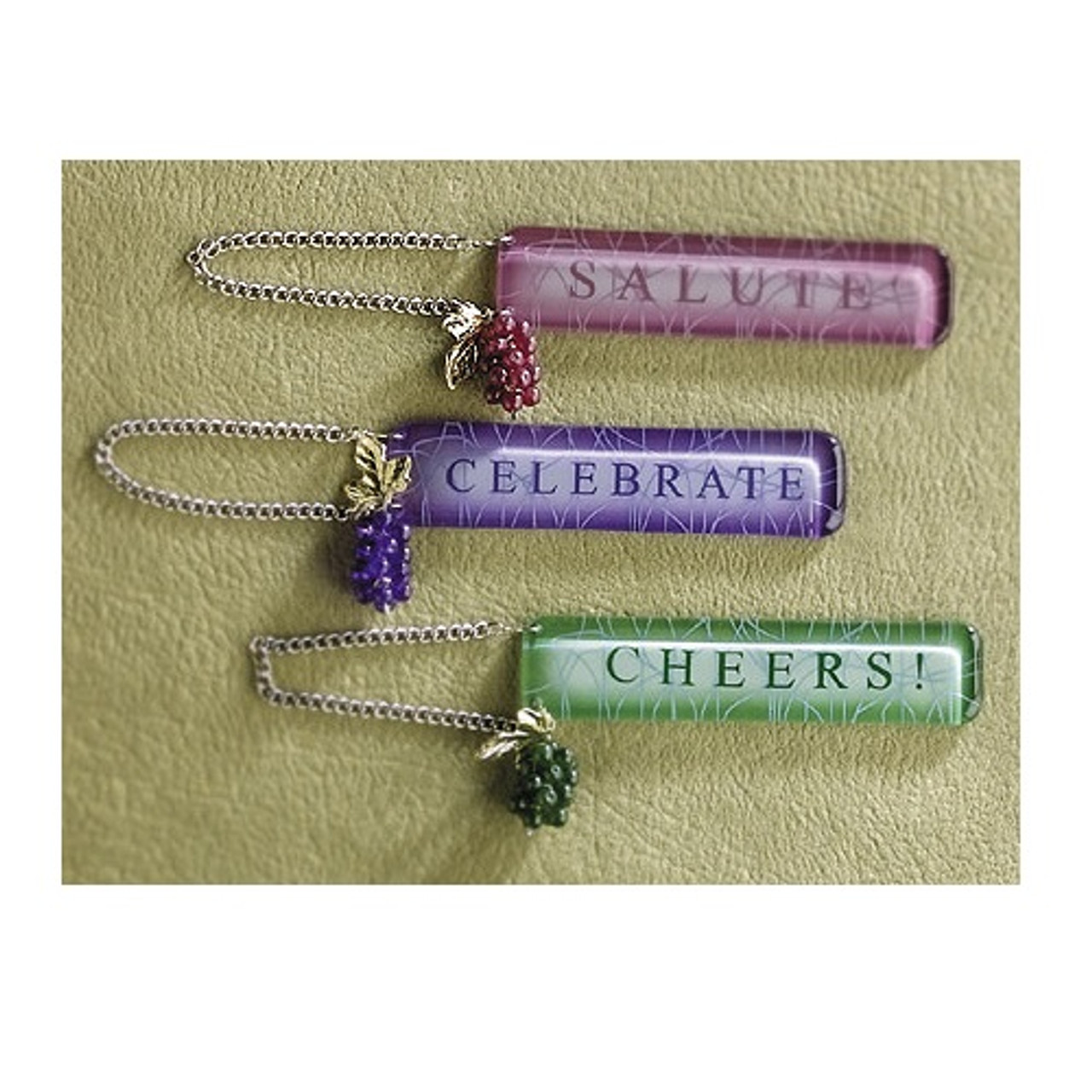 7.5" Green Wine Themed Grapes "CHEERS!" Bottle Tag Christmas Ornament