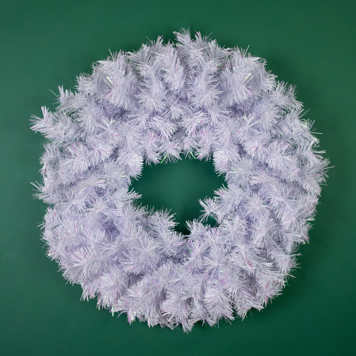Icy White Iridescent Spruce Artificial Christmas Wreath, 24-Inch, Unlit