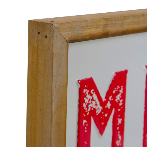 16" Wooden Framed "Merry And Bright" Metal Christmas Sign