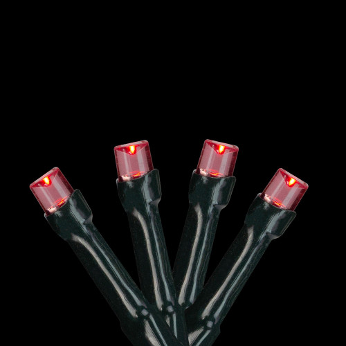 Battery Operated LED Christmas Lights - Red - 9.5' Green Wire - 20ct