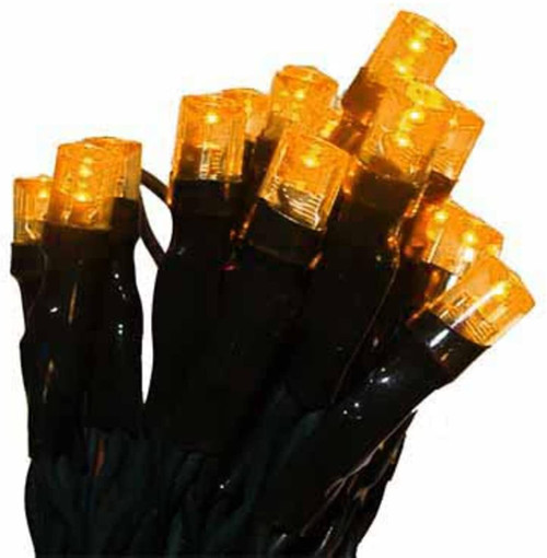 20 Battery Operated Amber LED Wide Angle Mini Christmas Lights - 6.25 ft Green Wire