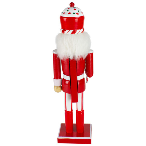 14" Red and White Wooden Candy Cane King Christmas Nutcracker