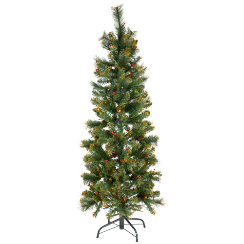 4.5' Pre-Lit Yorkville Pine Pencil Artificial Christmas Tree - Multicolored Lights