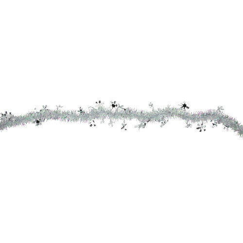 12' x 3" White Iridescent and Silver Snowflakes Christmas Tinsel Garland - Unlit