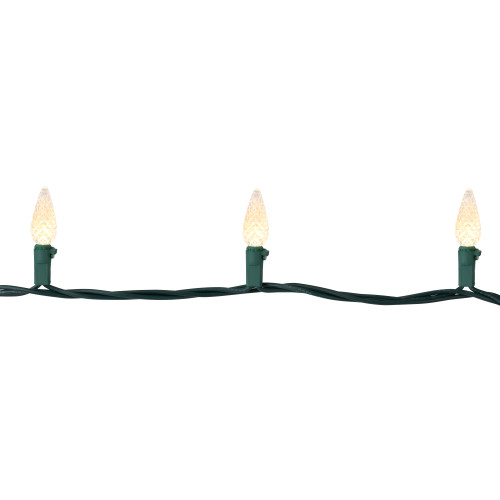 200-Count Warm White LED Faceted C6 Christmas Lights, 66.25 ft Green Wire