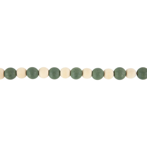 6' Green and Cream Wooden Beads Christmas Garland, Unlit
