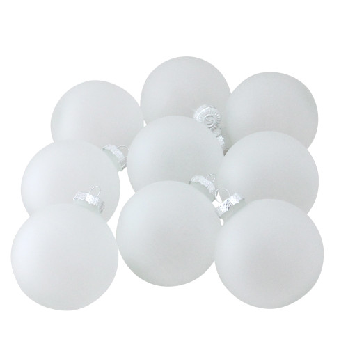 9ct Clear Frosted Matte Christmas Glass Ball Ornaments 2.5" (65mm)