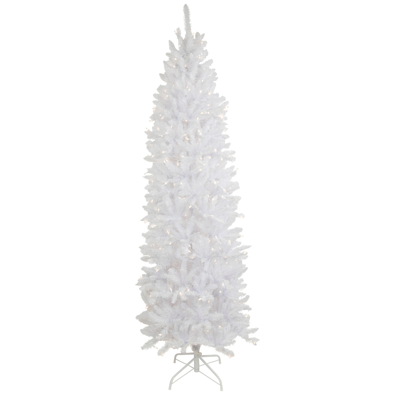 7.5' Pre-Lit Rapids White Pine Pencil Artificial Christmas Tree, Clear Lights