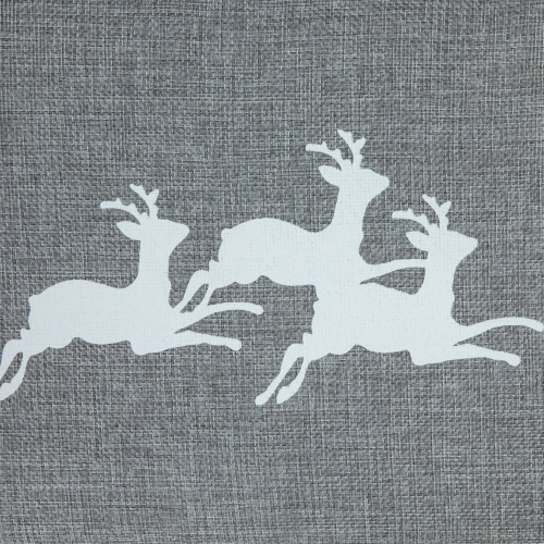 26" Gray Burlap with Reindeer Hexagonal Christmas Tree Collar