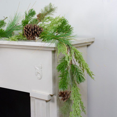 Real Touch?? Mixed Pine with Pine Cones Artificial Christmas Garland - 5' x 4" - Unlit