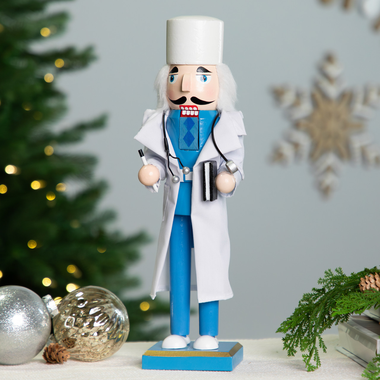 Doctor with Stethoscope Wooden Christmas Nutcracker - 14"