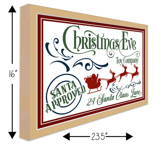 Christmas Eve Toy Company 16" x 23.5" Framed Christmas Wall Decor Art Print Sign Poster in a Natural Wooden Frame with UV Acrylic and Hangers