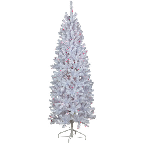 6.5�� Pre-Lit Slim Geneva White Spruce Artificial Christmas Tree, Pink Lights