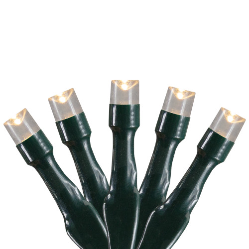 Battery Operated LED Christmas Lights - Warm White - 9.5' Green Wire - 20ct