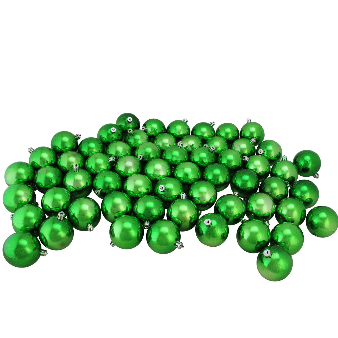 60ct Christmas Green Shatterproof Shiny Christmas Ball Ornaments 2.5" (60mm)