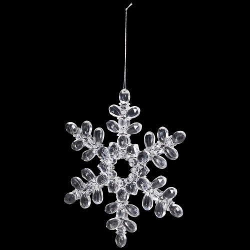 Snowflake Acrylic Christmas Ornaments - 7" - Clear - Set of 6