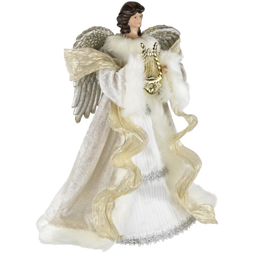 18" White and Silver Angel Christmas Tree Topper, Unlit