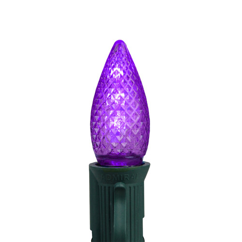 Faceted Transparent LED C7 Christmas Replacement Bulbs - Purple - Pack of 4