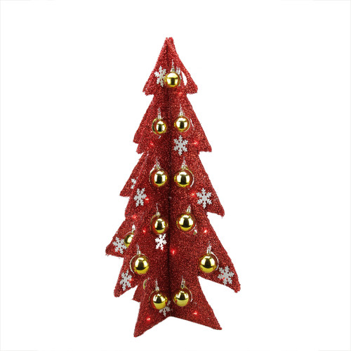 LED Lighted Christmas Tree with Ornaments Decoration - 28" - Gold and Red