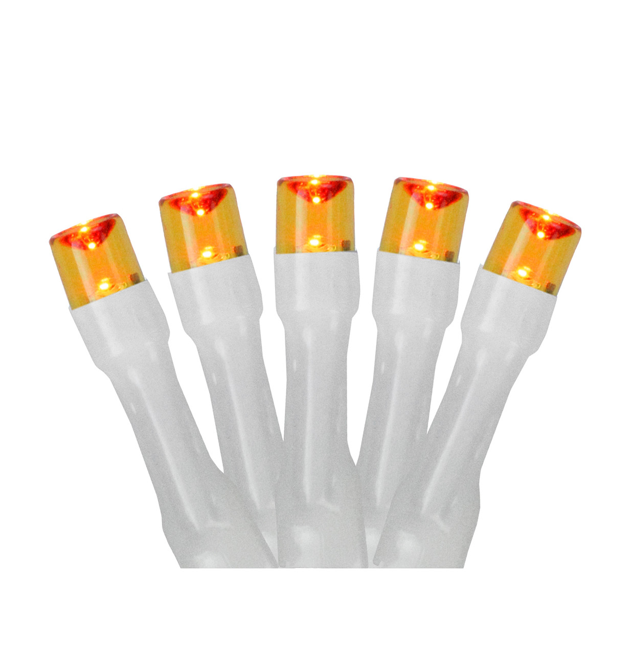 Battery Operated LED Christmas Lights - Orange - 9.5' White Wire - 20ct