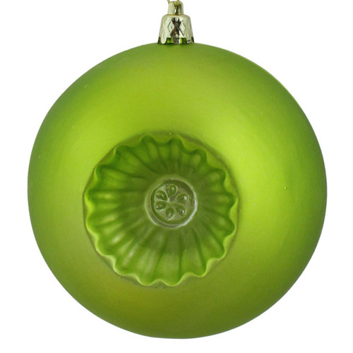 6ct Green Retro Reflector Matte Christmas Ball Ornaments 4" (100mm)