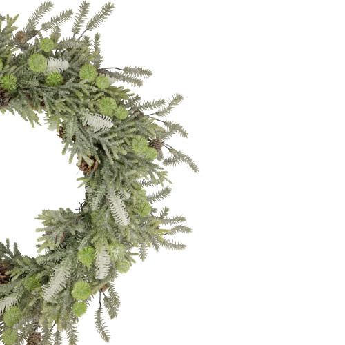 Frosted Pine and Pinecone Christmas Wreath, 30-Inch, Unlit