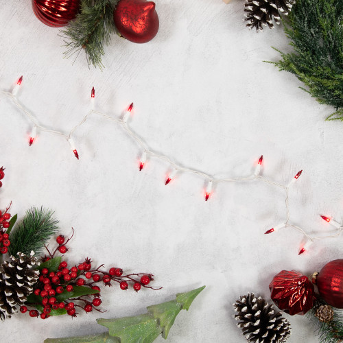 35-Count Red Mini Christmas Light Set, 7ft White Wire