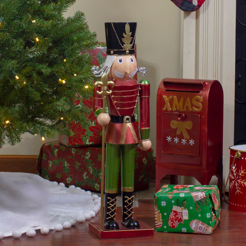 23.75" Red and Green Metal Nutcracker Soldier Christmas Decoration
