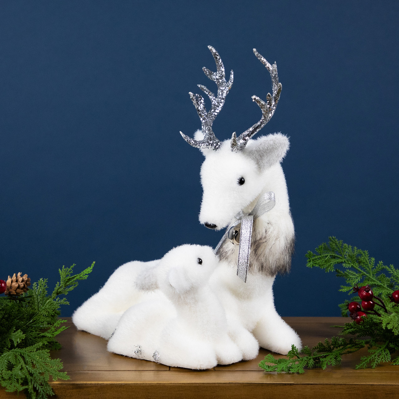 Laying Reindeer Mom and Calf Christmas Figurine - 11.5"