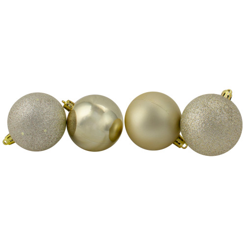 24ct Champagne Gold Shatterproof 4-Finish Christmas Ball Ornaments 2.5" (60mm)