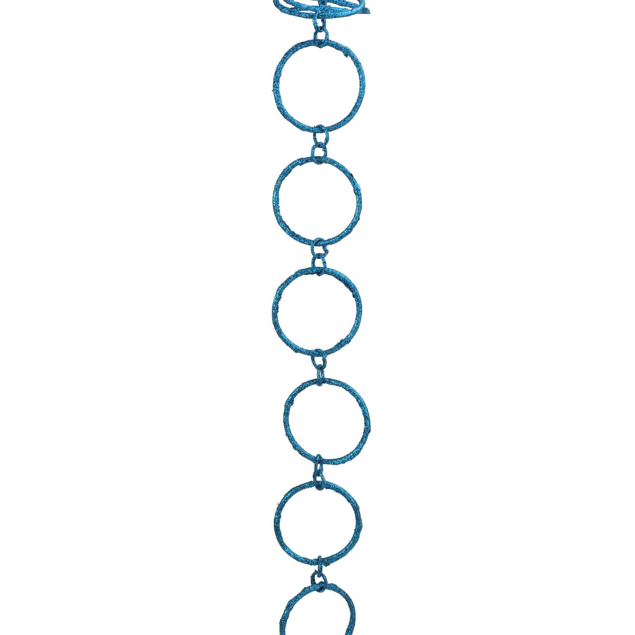 5' x 1.75" Turquoise Peacock Blue Round Chain Christmas Garland - Unlit