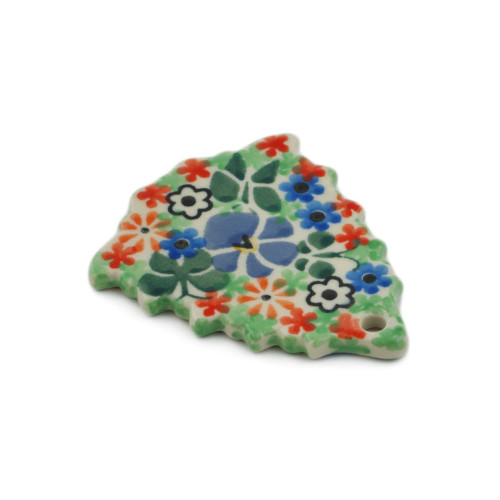 Polmedia Polish Pottery Christmas Tree Pendant 3" Spring Garden