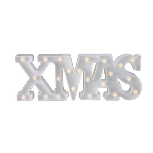 18.5" White Battery Operated LED Lighted XMAS Christmas Marquee Sign