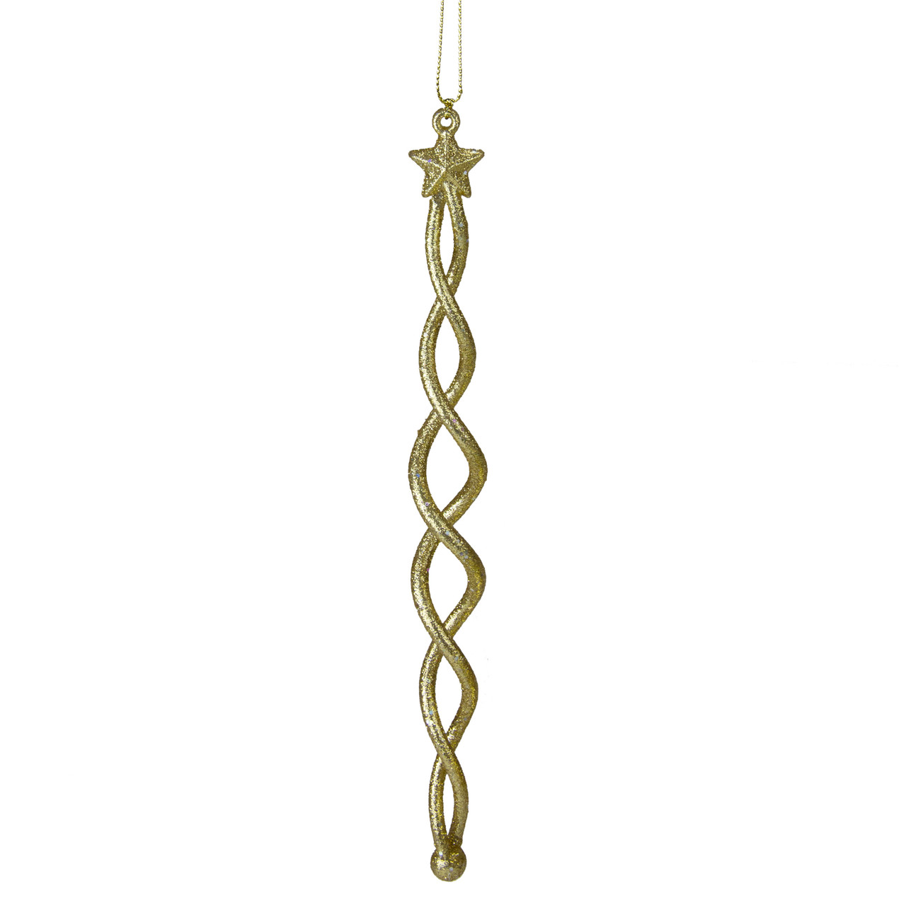 8.75" Gold Spiral Icicle With a Star Christmas Ornament