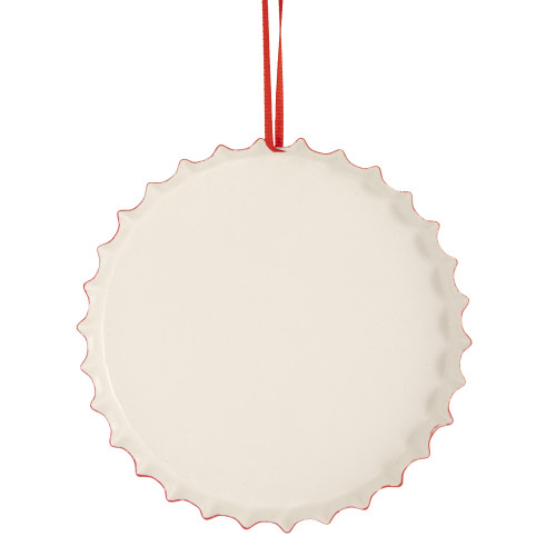 4" Black 'Santa Please Stop Here First' Bottle Cap Christmas Ornament