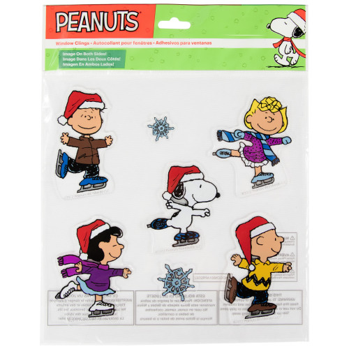 7-Piece Peanuts Characters Ice Skating Christmas Jelz Window Clings